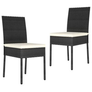 Garden Dining Chairs 2 Pcs Poly Rattan Black