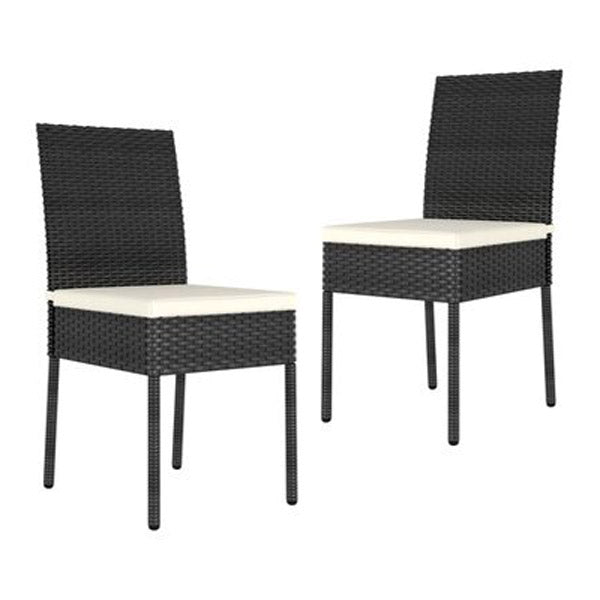 Garden Dining Chairs 2 Pcs Poly Rattan Black