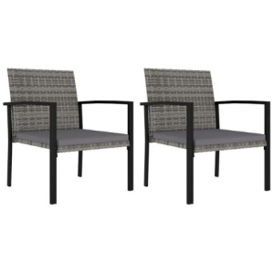 Garden Dining Chairs 2 Pcs Poly Rattan Grey