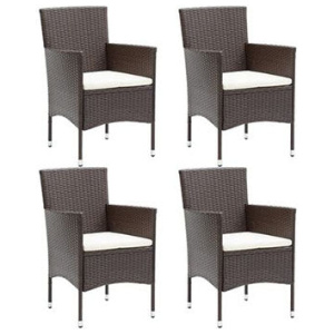 Garden Dining Chairs 4 Pcs Brown Poly Rattan