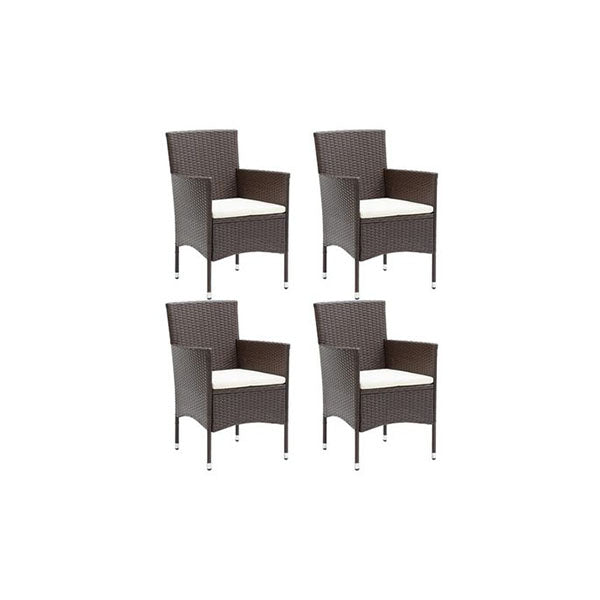 Garden Dining Chairs 4 Pcs Brown Poly Rattan