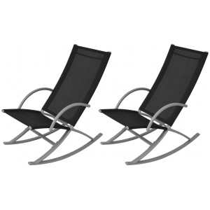 Garden Rocking Chairs (2 Pcs) - Black