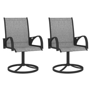 Garden Swivel Chairs 2 Pcs Textilene And Steel Grey