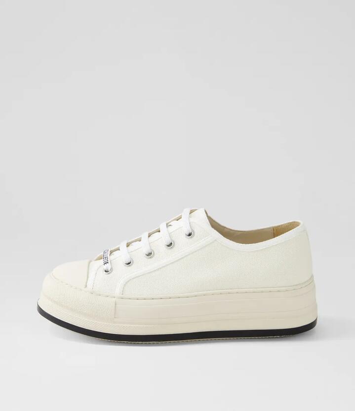 Genesiss Off White Fabric Sneakers