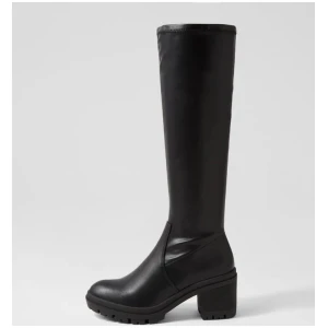 Genna Black Stretch Knee High Boots