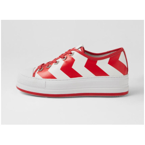 Geony White Red Leather Sneakers
