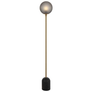 Gina Floor Lamp, Black, Dark Antique Brass, Smoke Glass