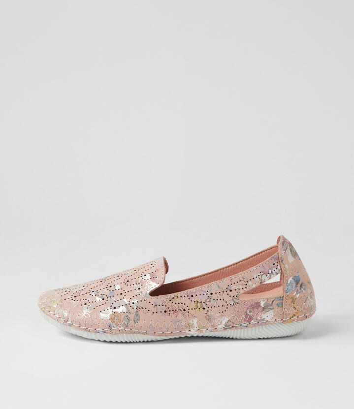 Glamii Dark Nude Floral Leather Sneakers