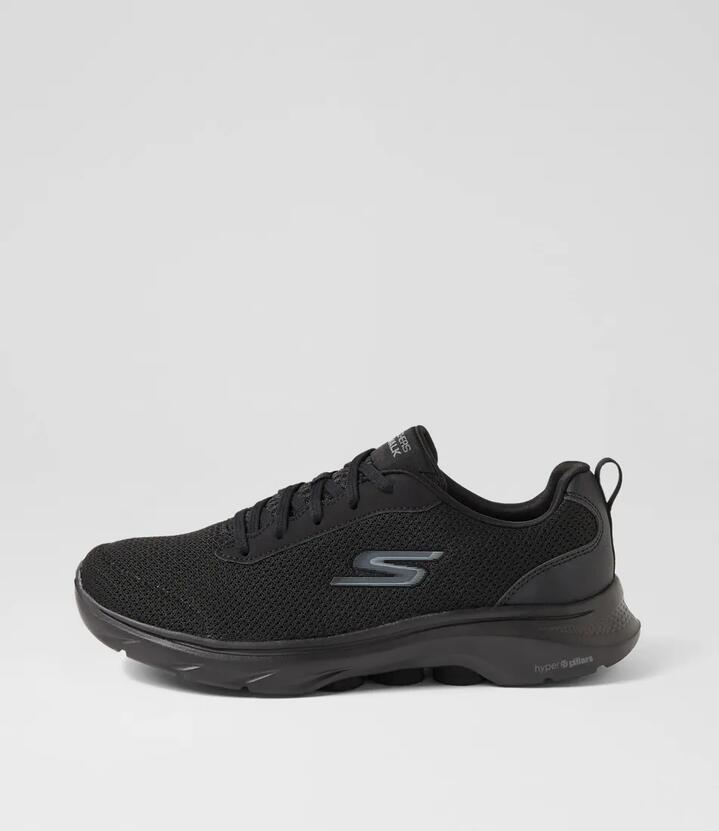 Go Walk 7 Black Mesh Sneakers