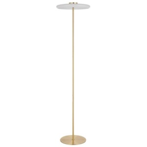 Gold Amity LED Brass Floor Lamp Glass White Lights Adjustable Lighting Telbix