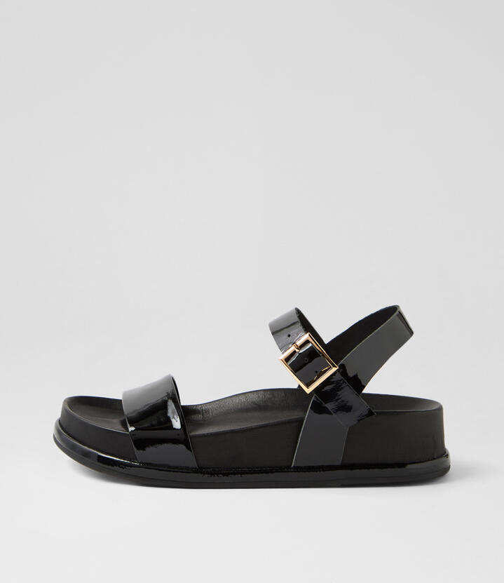 Grattify Black Patent Leather Sandals
