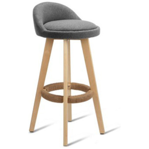 Grey Fabric Bar Stools - Set of 2