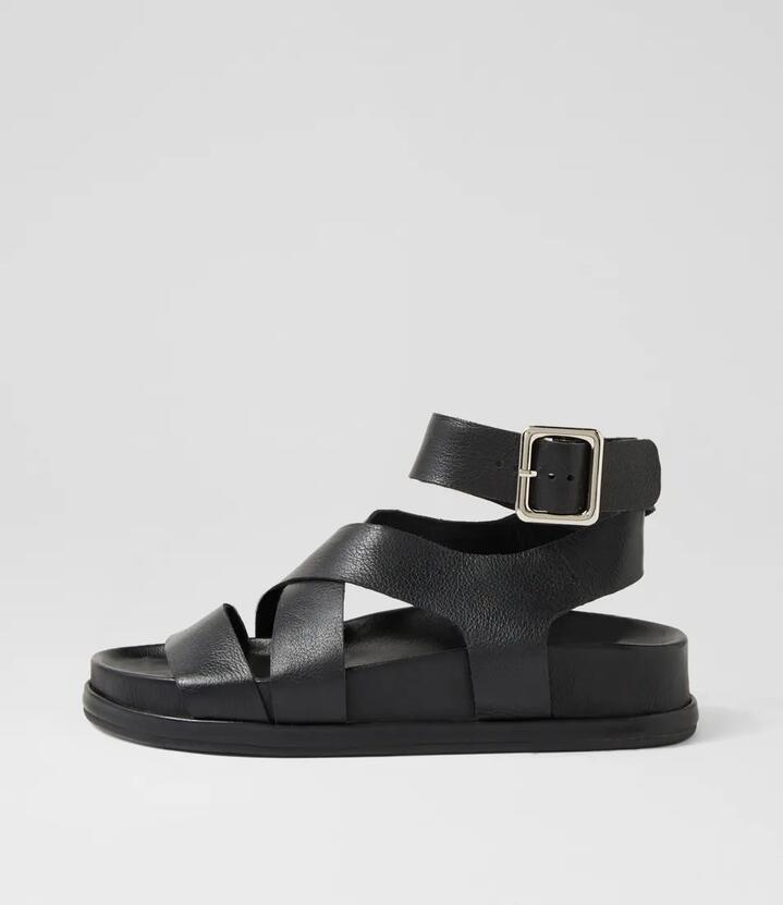Greyes Black Leather Sandals