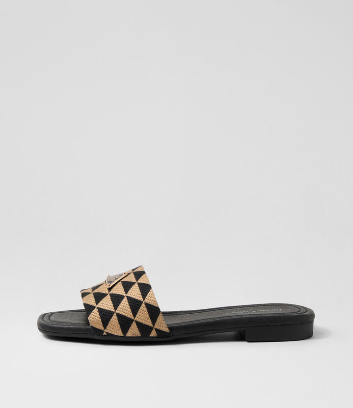 Grinch Black Natural Synthetic Raffia Slides