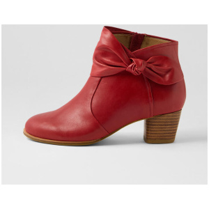 Groovie W Dark Red Leather Ankle Boots