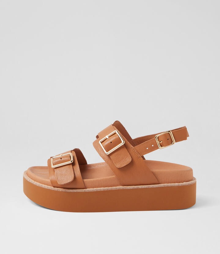 Guvnays Dark Tan Leather Sandals