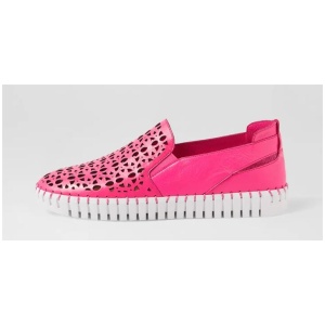 Hadria Hot Pink White Leather Sneakers