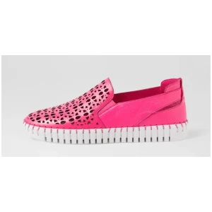 Hadria Hot Pink White Leather Sneakers
