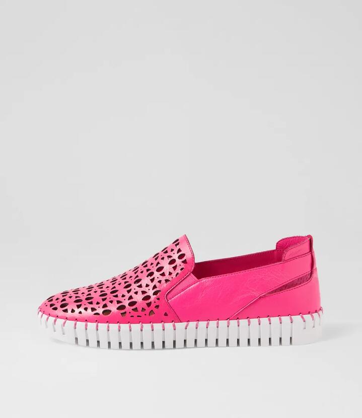 Hadria Hot Pink White Leather Sneakers