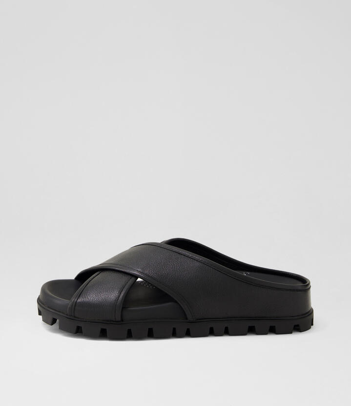Hailay Black Leather Sandals