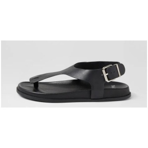 Hallee Black Leather Sandals