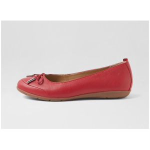 Halliae Bright Red Leather Flat Shoes
