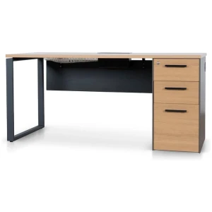 Halo 1.6m Single Seater Natural Office Desk - Black Legs by Interior Secrets - AfterPay Available