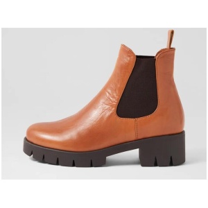 Hampy Cognac Leather Ankle Boots