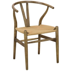 Hans Wegner Replica Antique Tan Elm Wishbone Dining Chair