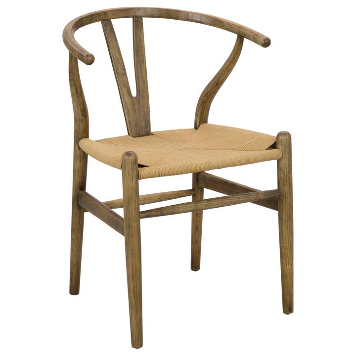 Hans Wegner Replica Antique Tan Elm Wishbone Dining Chair