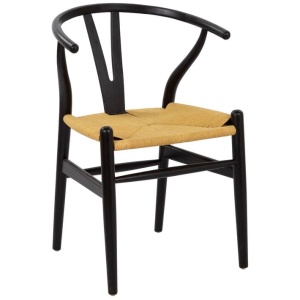 Hans Wegner Replica Black Elm Wishbone Dining Chair