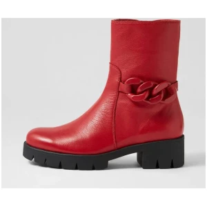Harita Dark Red Leather Ankle Boots