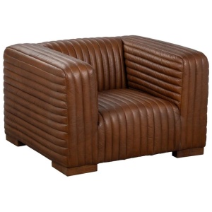 Harmon Havana Brown Leather Armchair