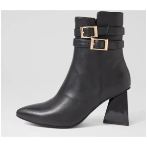 Haroun Black Leather Ankle Boots