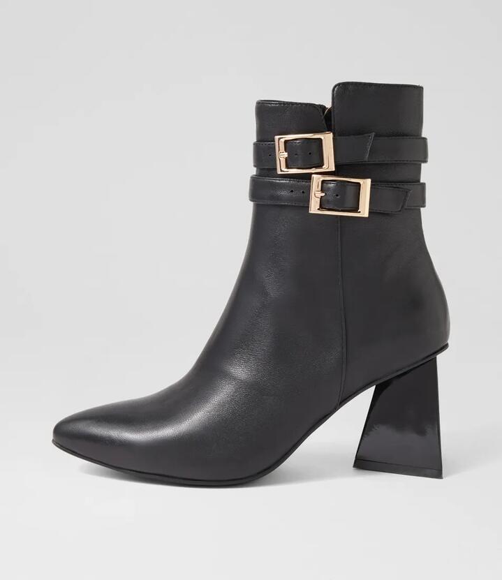 Haroun Black Leather Ankle Boots