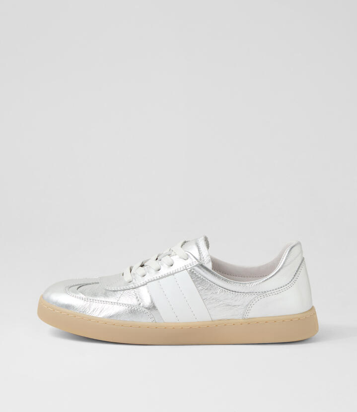 Harvey Silver White Leather Sneakers