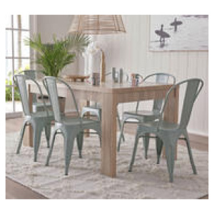 Havana 6 Seater Dining Table Set With Replica Tolix 2.0 Chairs Green