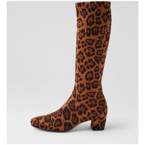 Hayleys Leopard Stretch Microsuede Knee High Boots