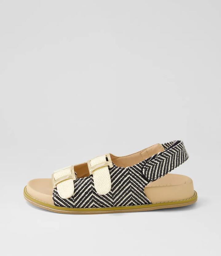 Helena Navy Mix Raffia Sandals