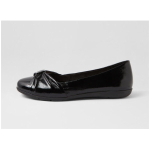 Hersay Black Crinkle Patent Flat Shoes
