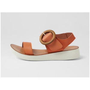 Hitaly Burnt Orange White Leather Sandals