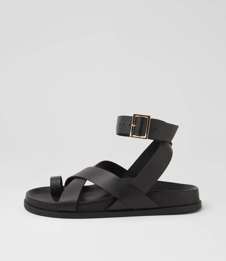 Hitch Black Leather Sandals
