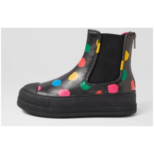 Hotchy Black Spot Leather Elastic Chelsea Boots