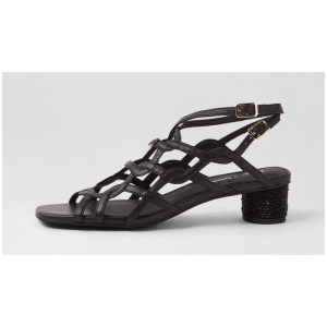 Hubli Black Jewels Leather Sandals
