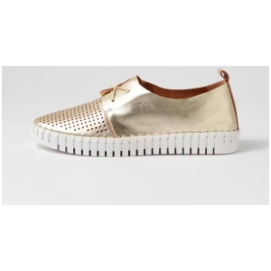 Husto Pale Gold White Leather Sneakers