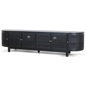 Ibarra 2.2m Rattan Doors TV Entertainment unit - Full Black by Interior Secrets - AfterPay Available