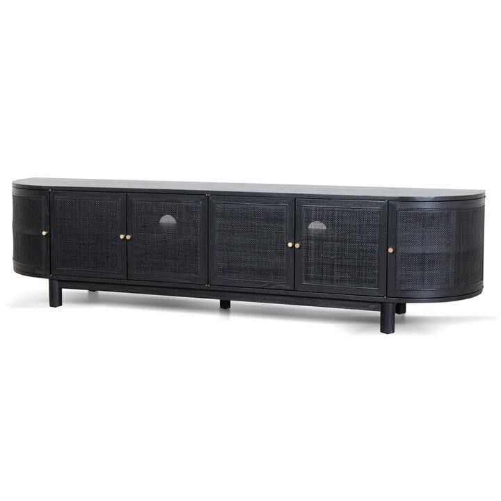 Ibarra 2.2m Rattan Doors TV Entertainment unit - Full Black by Interior Secrets - AfterPay Available