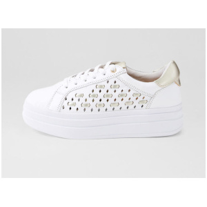 Ilona White Gold Leather Sneakers