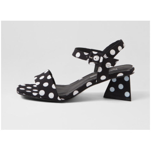 Inchay Black White Spot Fabric Sandals
