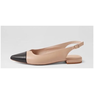 Iris 2 Nude Black Leather Sling Back Shoes